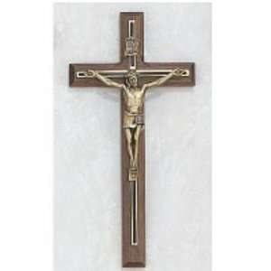  8 Walnut Crucifix Black/Gold Overlay (79 02189)