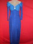 TADASHI Stunning Blue Chiffon Rhinestone Bust Dress S  
