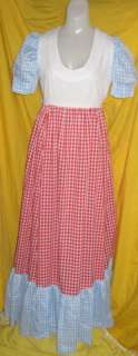 Dress Prairie gingham colonial long maxi sewn Vintage  