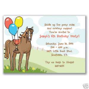 HORSE Invitations Birthday Farm Zoo Pony Ride 3 DESIGNS  