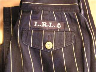 NWOT Ralph Lauren navy pin stripe blue/white jeans Petitte 6P  
