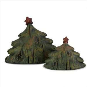   Small Wide Christmas Tree Set with Red Star in Green