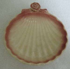 Miyata Ware Japan Vintage Shell Shaped Dish Pink Cream  