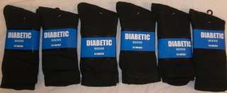 6pk BLACK or WHITE SIZE 10 13 DIABETIC SOCKS diabetes  