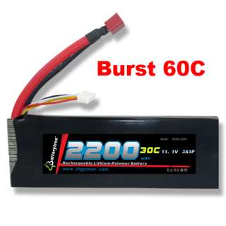 RC Battery 30C 60C 2200mAh 11.1V 3S LiPo High Discharge  