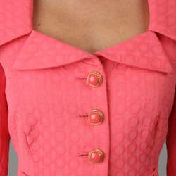 Tahari ASL Womens Coral Jacquard Skirt Suit  