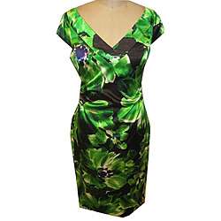Maggy London Womens Green Printed Stretch Satin Dress  