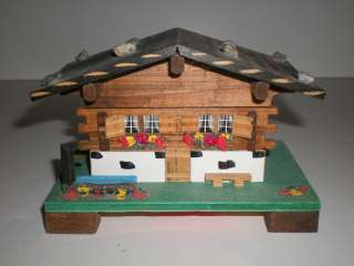 Antique Vtg Old MAPSA Wood Cottage Music Box Grindelwalder Lied 