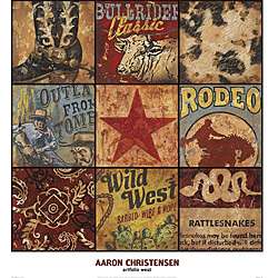 Aaron Christensen Cowboy Collage Gallery wrapped Canvas Art 