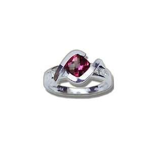  0.18 Cts Pink Topaz & 0.89 Cts Diamond Womens Ring in 14K 