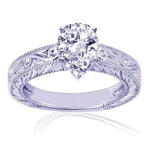 10 Ct Pear Shape Solitaire Diamond Antique Engagement Ring Milgrain 