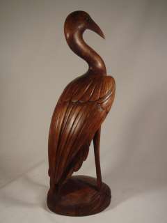 16 Bali Hand Carved Suar Wood Crane Bird Statue ART  