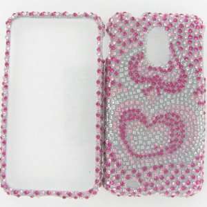  Samsung D710 Epic 4G Touch Full Diamond Pink Silver Heart 