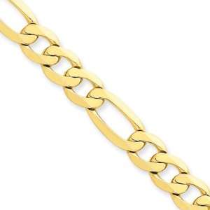  7.5mm, 14 Karat Yellow Gold, Flat Figaro Chain   22 inch Jewelry
