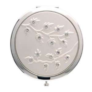   Compact Mirror (Leaves w/Clear Rhinestones) Model No. S4078SIL Beauty