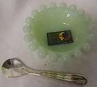 Jade Glass Candlewick Style Open Salt Cellar w/ Picaninny Freeze