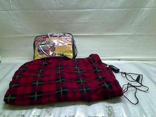 Heated Fleece Travel Electric Blanket   12 Volt   Red Plaid  