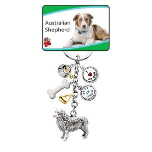 Little Gifts Australian Shepherd Dog Keychain 6 Charms  