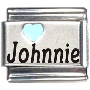  Johnnie Light Blue Heart Laser Name Italian Charm Link 