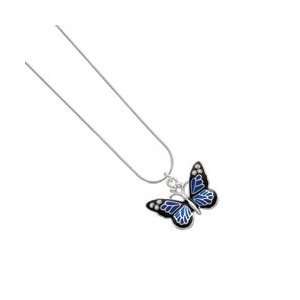 Large Blue Butterfly with 6 AB Swarovski Crystals Silver Plated Snake 