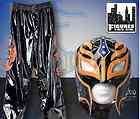 WWE Rey Mysterio Black and Orange Replica Kid Size Mask Pants Costume 
