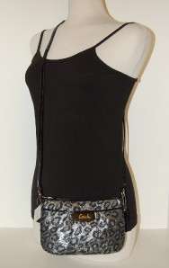 New COACH Ocelot Black & Silver Lurex Leopard Crossbody Bag Wristlet 