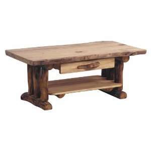  Aspen Mountain Log Coffee Table with Drawer