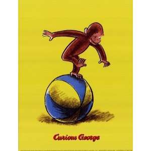 Curious George Plays on a Ball   Poster by H. A. Rey 
