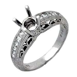  0.40 Ct Antique Style Diamond Engagement Ring Setting 18k 