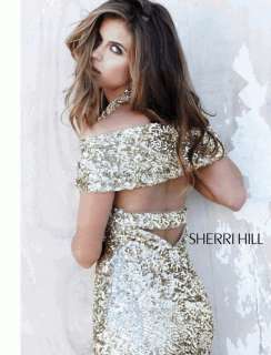 Sherri Hill 1820 Silver/Gunmetal Glittering Gown Dress Sz 6 New Prom 