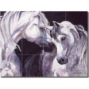   Horses Equine Ceramic Tile Mural 18 x 24 Kitchen Shower Backsplash