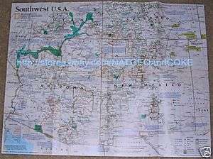 National Geographic MAP SOUTHWEST USA Oct 1992 ARIZONA  