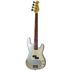  43 Inch Silver Electric Bass With Strap, Music Musical 