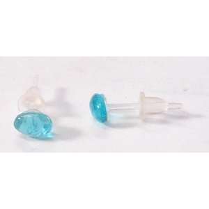  Blue Bubbl Oval Dot Plastic Earrings 