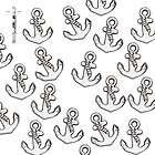   of 50 Antique Silver Plated Pewter 15mm Boat Anchor Dangle Drop Charms