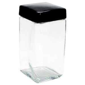   64 Ounce Glass Canister with Black Ceramic Lid, Square