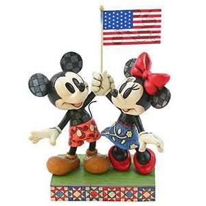  Jim Shore Patriotic Minnie & Mickey Mouse with Flag