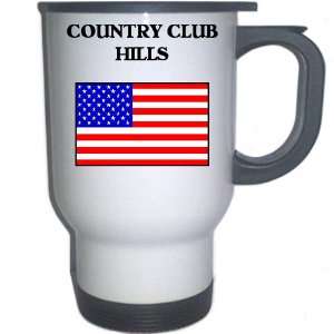 US Flag   Country Club Hills, Illinois (IL) White Stainless Steel Mug