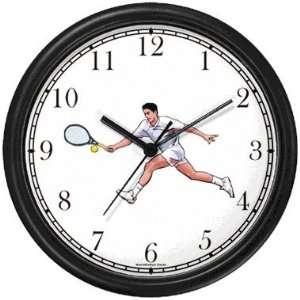  Player No.3 Tennis Theme Wall Clock by WatchBuddy Timepieces (Black
