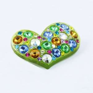    Light green heart shape hair pin with crystal 