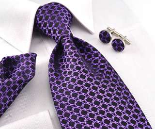   Jacquard silk Classic Mens Tie Necktie set Cufflinks Hanky  