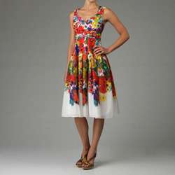 Jones New York Womens Silk/Cotton Voile Wildflower Dress   