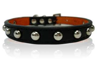 11 black Leather Studded Dog Collar Small XS  