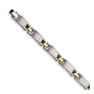  Stainless Steel 24k Gold Plated Bracelet SRB106 8.5 