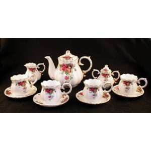  Porcelain ROSE Mini TEA SET service teapot cups childs 