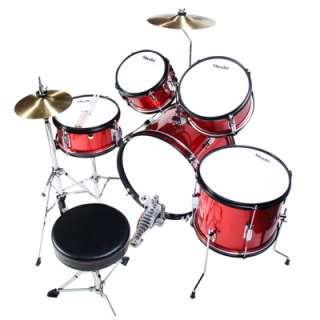 Mendini 5 Pcs Junior Kids Drum Set +Throne, Cymbal ~Black Blue Green 