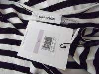 Calvin Klein Dress Maxi M 6 New Tank Black White Stripe Jersey Knit 