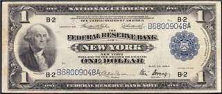 VERY NICE Bold Mid Grade 1918 $1 NEW YORK Green Eagle FRBN FREE 
