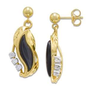  Black Coral Paradise Earrings with Diamonds in 14K Yellow 