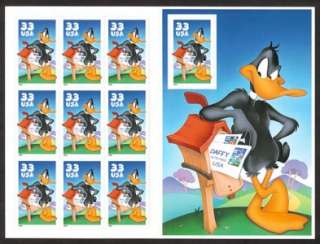 Daffy Duck Sticker Stamps / USA Stamps 1999 Full Sheet  